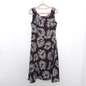 Y2K Studio I Womens Dress Size 8 Brown Floral Sleeveless‎ Midi Boho Retro Fall